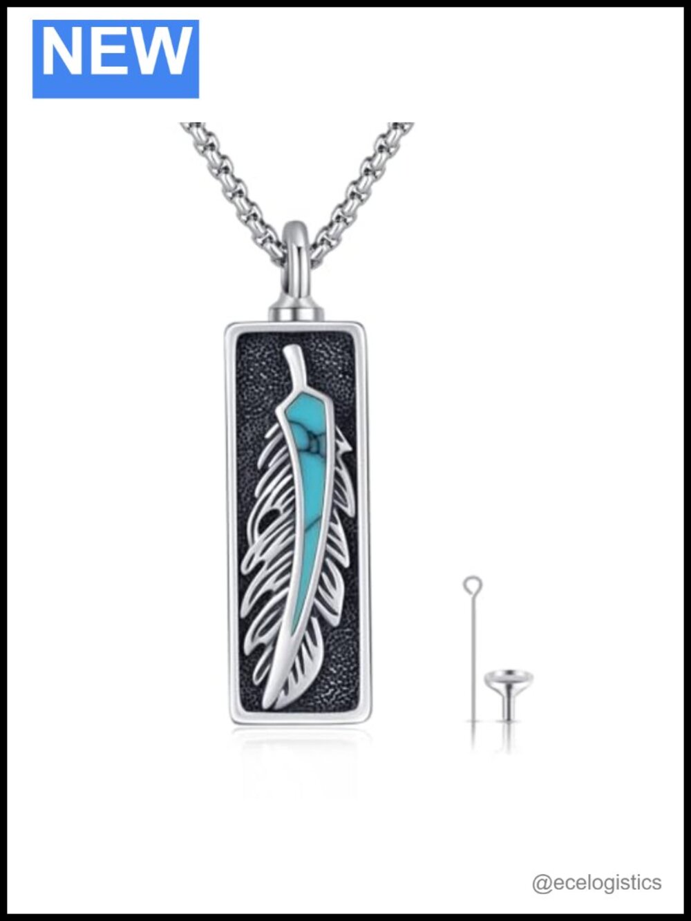 S925 Sterling Silver Urn Necklace Feather Cremation Pendant Memorial Jewelry